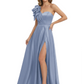 Elegant Mother of the Groom Dress A-Line Satin Formal Gown with High Slit Ruched Bodice