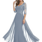 Luxury Burgundy Formal Dress Embroidered Lace Bodice Flowy Chiffon Gown 2026