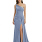 One Shoulder Mother of Bride Dress Ruffle Formal Gowns Mermaid Floor Length Train Slit