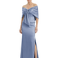 Formal Floor-Length Mother of the Bride Gown Satin Maxi Dress with Bow Neckline