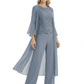 Elegant Pink 3-Piece Pant Set Trending 2026 Styles with Lace Wide-Leg Pants