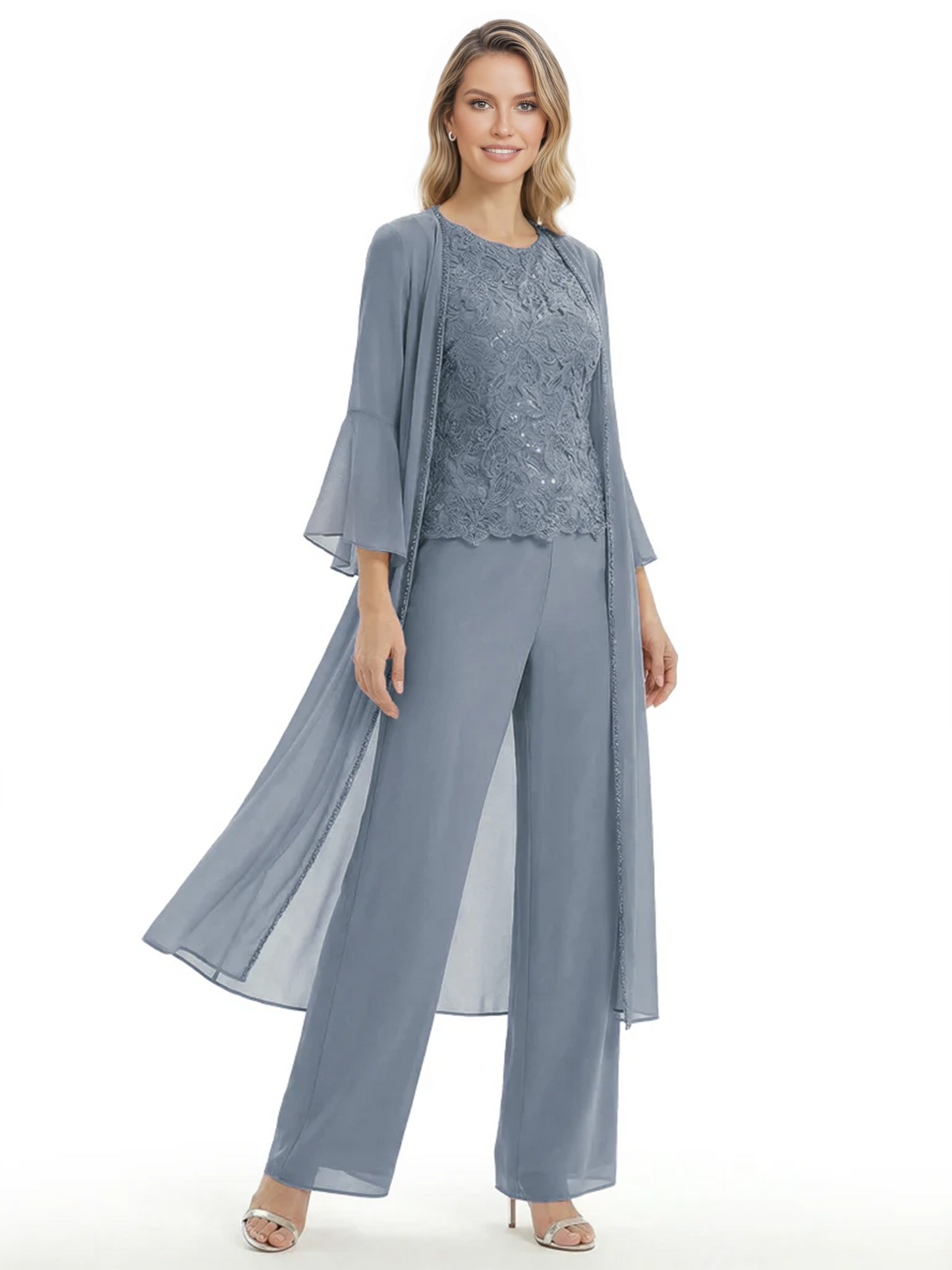 Elegant Pink 3-Piece Pant Set Trending 2026 Styles with Lace Wide-Leg Pants