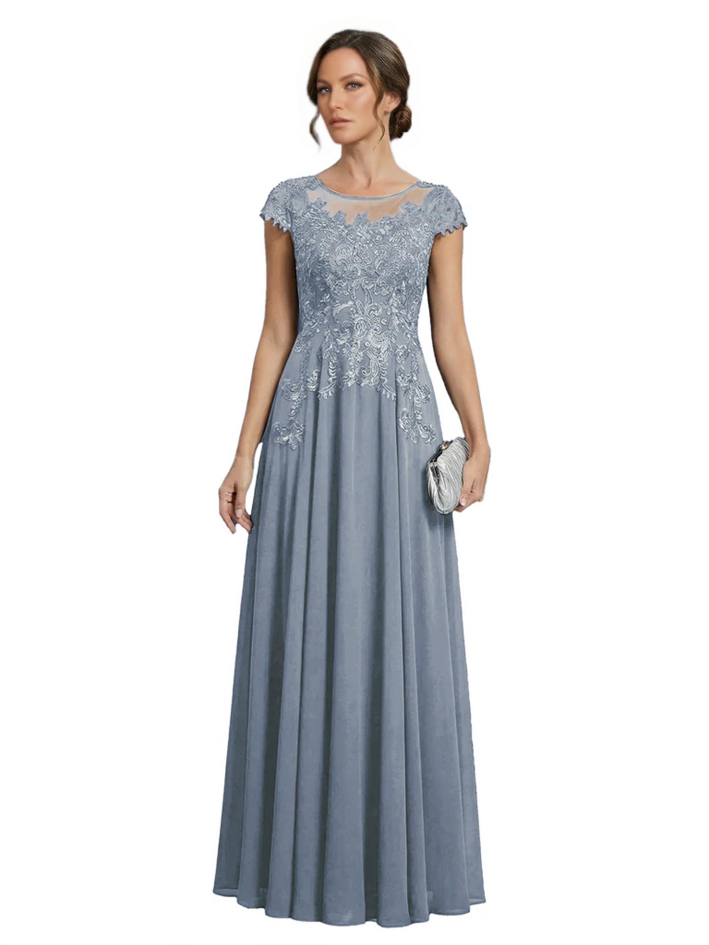 Chic Long A-Line Chiffon Mother of the Brides Dresses Sequin Mom Outfits For Wedding