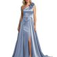 One Shoulder Sleeveless Mother of the Brides Dresses Floor Length Slit With Train