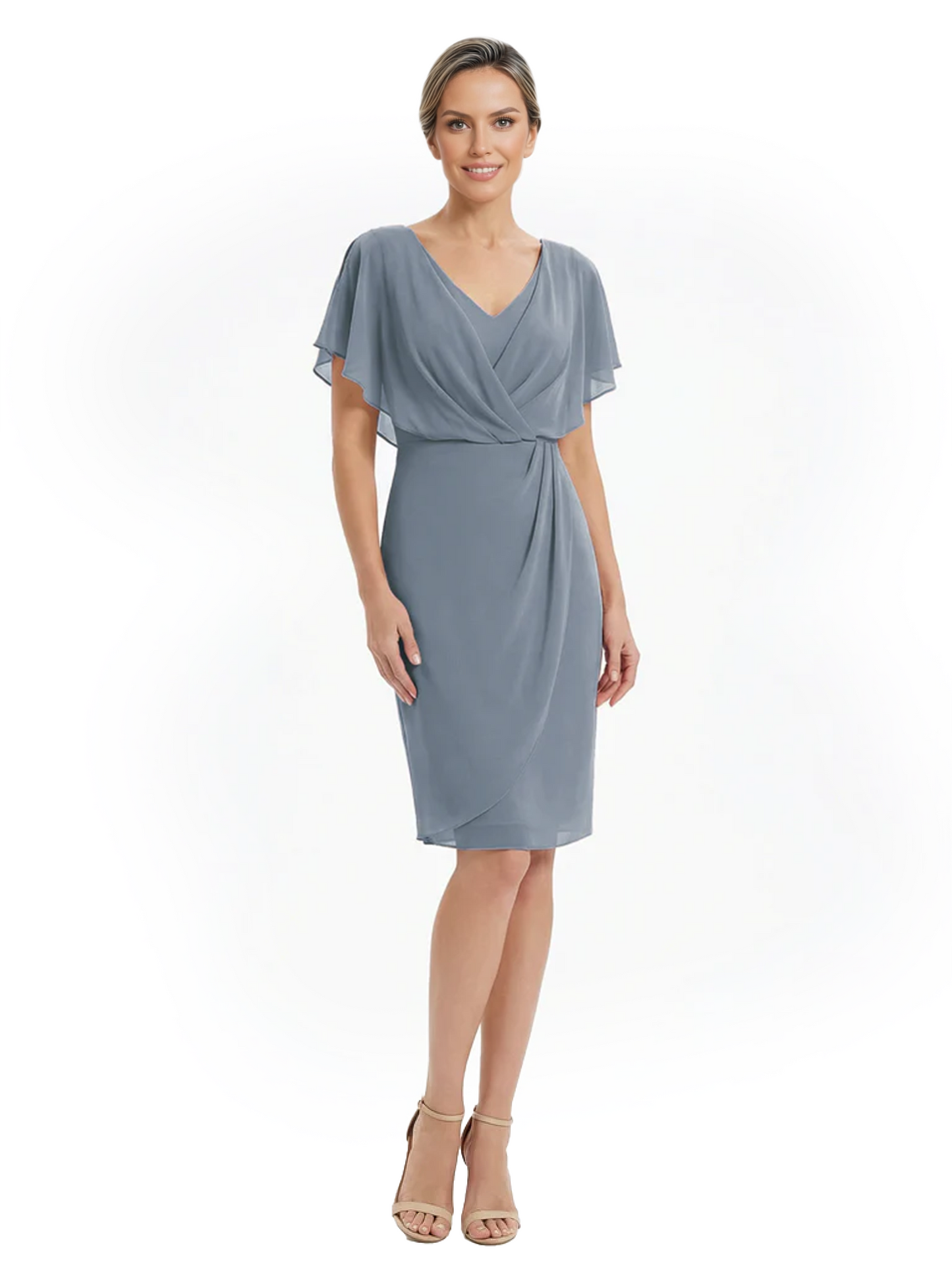 Chic Knee-Length Mother of Bride Formal Dress Slimming Chiffon Styles for Wedding Guest