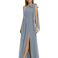 One-Shoulder Mother of the Bride Dress Chiffon Gown with Long Sash Detail