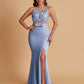 Sexy Soft Satin Mermaid Illusion Side Slit Floor-Length Bridesmaid Dresses Online