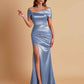 Elegant Soft Satin Off-the-shoulder Side-Slit Mermaid Bridesmaid Dresses