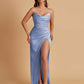 Sexy Soft Satin Mermaid V-neck Side Slit Floor-Length Bridesmaid Dresses Online