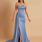 Elegant Soft Satin Sweetheart Strapless Side-Slit Mermaid Bridesmaid Dresses