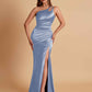 Sexy Soft Satin Mermaid One Shoulder Floor-Length Mermaid Bridesmaid Dresses