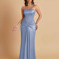 Sexy Soft Satin Mermaid Strapless Floor-Length Mermaid Bridesmaid Dresses