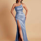 Gorgeous Strapless Soft Satin Side Slit Floor-Length Mermaid Bridesmaid Dresses