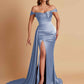 Sexy Soft Satin Sweetheart Off-the-shoulder Strapless Side-Slit Mermaid Bridesmaid Dresses
