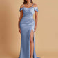 Sexy Soft Satin Mermaid Cold Shoulder Side Slit Floor-Length Bridesmaid Dresses Online