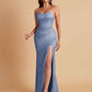 Sexy Strapless Soft Satin Side Slit Floor-Length Mermaid Bridesmaid Dresses