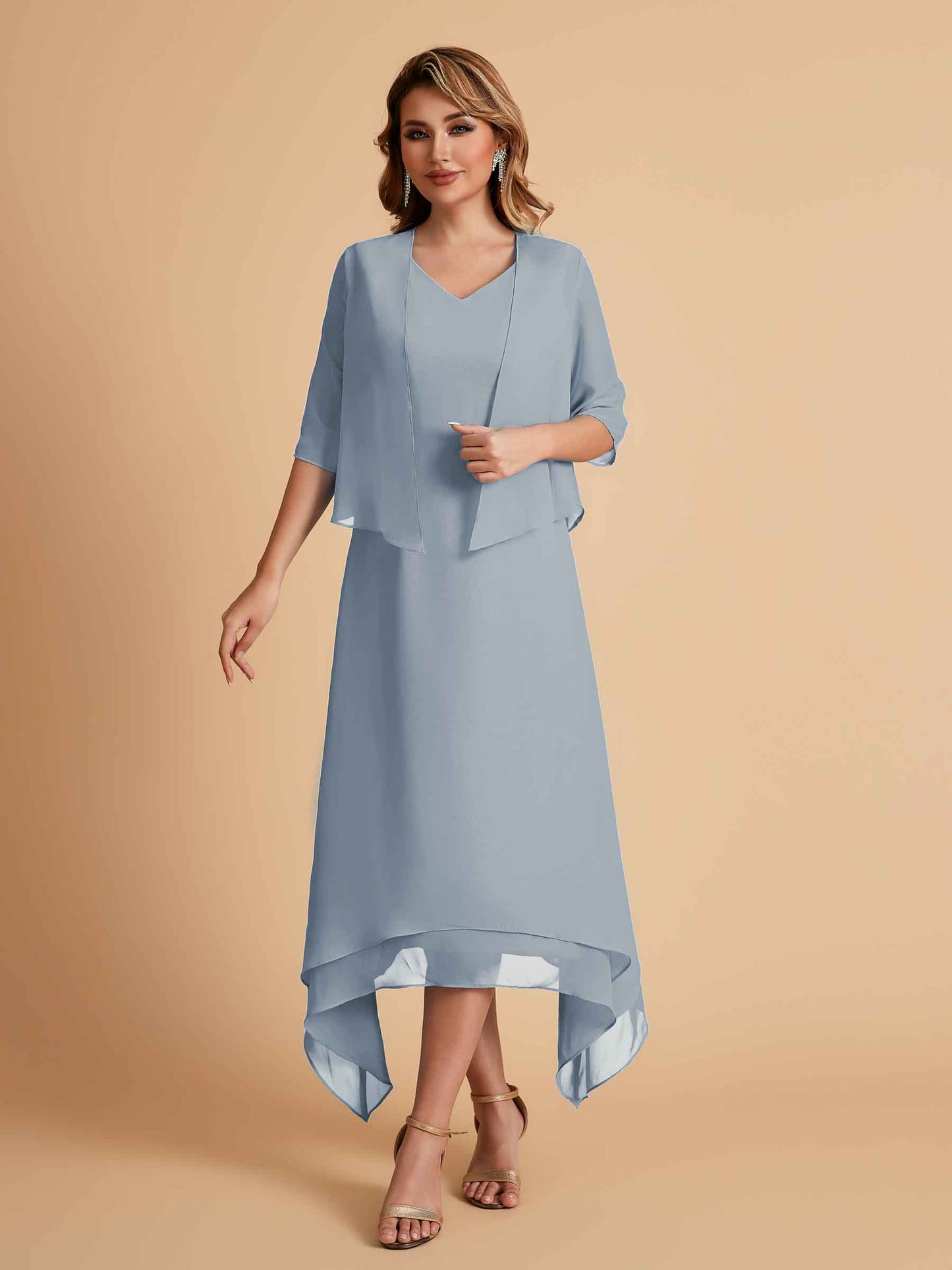 Elegant A-line Chiffon Short Sleeves Mother of the Brides Dresses Online