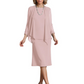 3 PCS Knee-Length Mother of Bride Dresses Prom Dress Evening Dress with Sheer Sleeves and Jacket