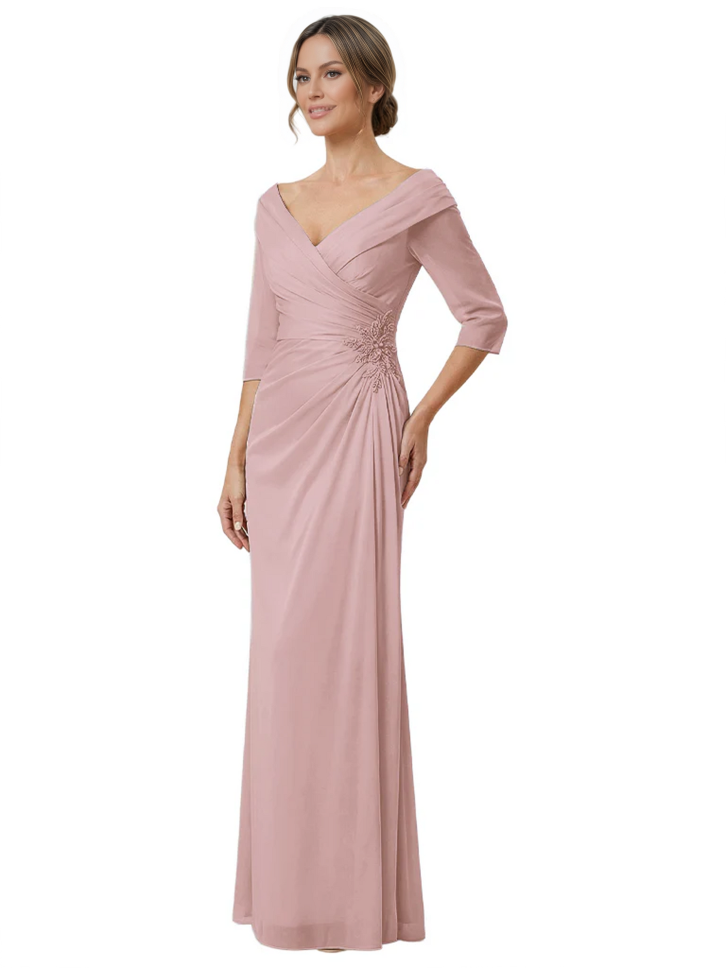 Elegant 3/4 Sleeve Mother of the Brides Dresses Mom Outfits Wedding Satin