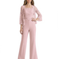 Mother of the Bride Jumpsuit with Lace Jacket 3/4 Sleeve Formal Pant Suit