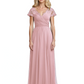 Mother of the Bride Dress Cap Sleeves and V-Neckline with Embroidered Lace Shoulders