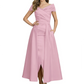 Formal Floor-Length Mother of the Bride Gown Satin Maxi Dress with Slit Off Shoulder