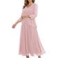 3/4 Sleeve Chiffon Mother of the Brides Dresses V-Neck Wedding Party Gowns
