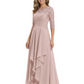3/4 Sleeve Mother of the Bride Dress with Lace Embroidery High-Low Hem 2026