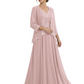 Plus Size A-line Chiffon 3/4 Sleeves Mother of the Brides Dresses Long Jacket Dress