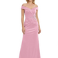 Off Shoulder Mother of the Bride Dress Beaded Waist Satin Gown Portrait Neckline