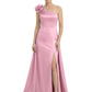 One Shoulder Mother of the Bride Dress with 3D Floral Detail Formal Dress A-Line Gowns with Slit