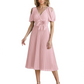 Wedding Formal Dress V-Neck Pleated Chiffon Gown with 3D Flower Accent Knee Length
