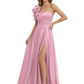 Elegant Mother of the Groom Dress A-Line Satin Formal Gown with High Slit Ruched Bodice