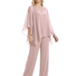 V-Neck Chiffon Mother of the Brides Dresses Plus Size Jacket Suits Wedding