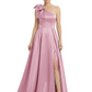 Luxury Bow Black Formal Dress One-Shoulder A-Line Gowns with Sexy Side Slit 2026