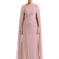 Elegant Asymmetric Neck Long A-Line Chiffon Mother of the Brides Dresses Mom Outfit with Cape