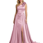 One Shoulder Sleeveless Mother of the Brides Dresses Floor Length Slit With Train