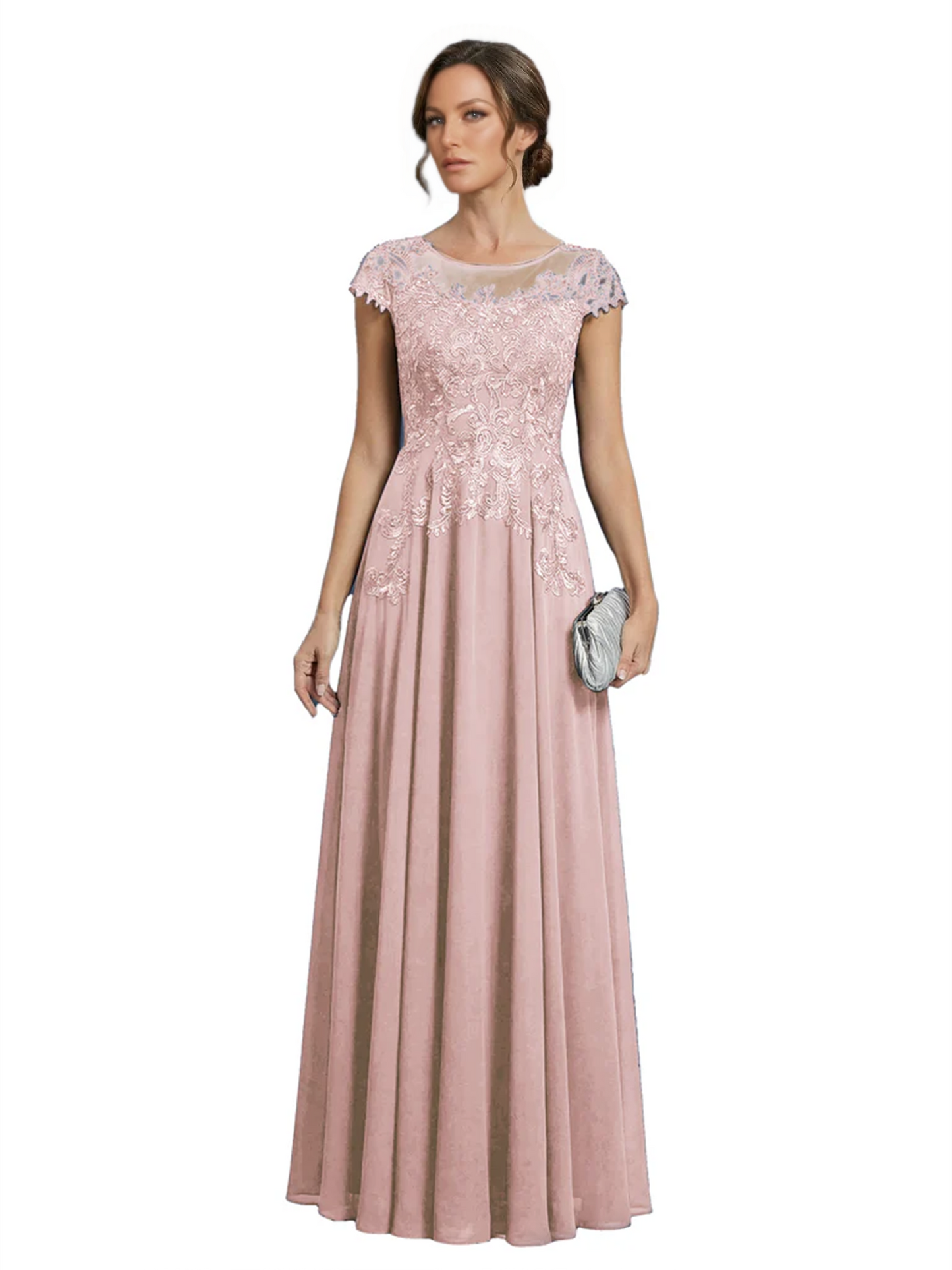Chic Long A-Line Chiffon Mother of the Brides Dresses Sequin Mom Outfits For Wedding