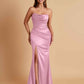 Sexy Soft Satin Mermaid Side Slit Floor-Length Mermaid Bridesmaid Dresses
