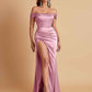 Sexy Off the Shoulder Soft Satin Side Slit Floor-Length Mermaid Bridesmaid Dresses
