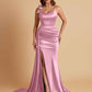 Elegant Soft Satin Mermaid Bowknot Floor-Length Mermaid Bridesmaid Dresses