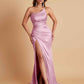 Gorgeous Strapless Soft Satin Side Slit Floor-Length Mermaid Bridesmaid Dresses