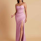 Sexy Strapless Soft Satin Side Slit Floor-Length Mermaid Bridesmaid Dresses