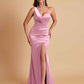 Gorgeous One Shoulder Soft Satin Side Slit Floor-Length Mermaid Bridesmaid Dresses