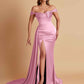 Sexy Soft Satin Sweetheart Off-the-shoulder Strapless Side-Slit Mermaid Bridesmaid Dresses