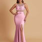 Sexy Soft Satin Mermaid Illusion Side Slit Floor-Length Bridesmaid Dresses Online