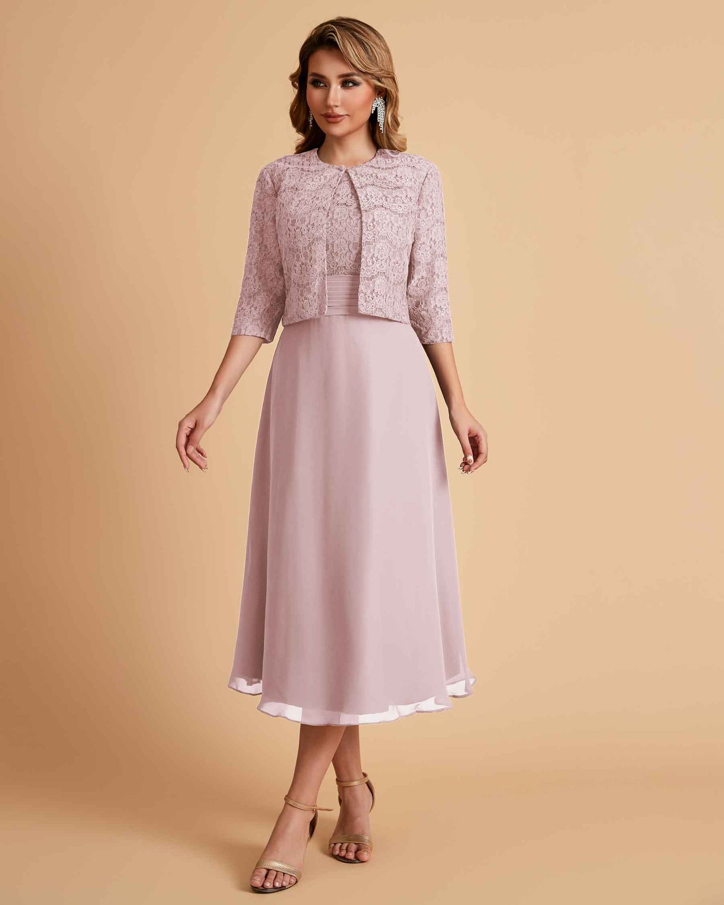 Elegant A-line Bateau Sleeveless Tea Length Mother of the Brides Dresses Online