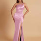Sexy Soft Satin Mermaid One Shoulder Floor-Length Mermaid Bridesmaid Dresses