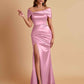 Elegant Soft Satin Off-the-shoulder Side-Slit Mermaid Bridesmaid Dresses