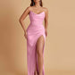 Sexy Soft Satin Mermaid V-neck Side Slit Floor-Length Bridesmaid Dresses Online